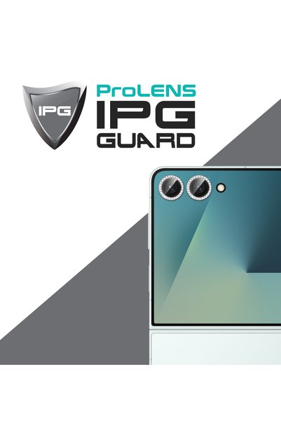Ipg Prolens Camera Lens Protector for Samsung Galaxy Z Flip 7 with Diamond Gem Frame, Shatterproof Glass