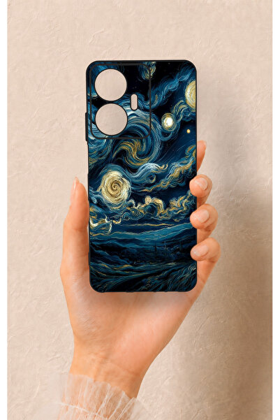 Vip Case Realme C55 Uyumlu Yıldızlı Gece Desenli Silikon Kılıf