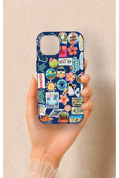 Vip Case iPhone 15 Uyumlu Summer Vibes Desenli Silikon Kılıf