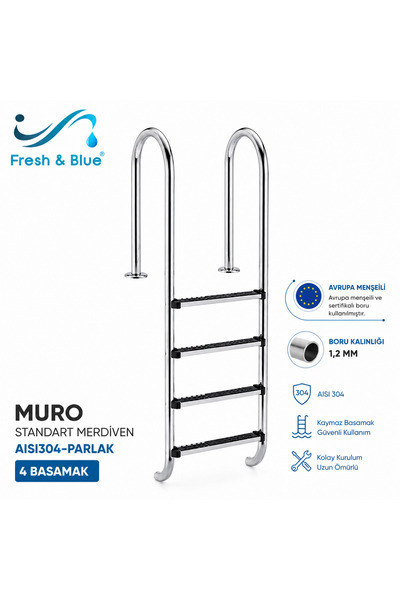 Fresh & Blue Muro 4 Basamaklı Standart Merdiven AISI 304-PARLAK