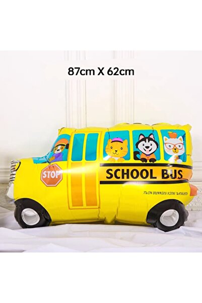 Partifabrik School Bus Cute Yellow Bus Foil Balloon Vehicles