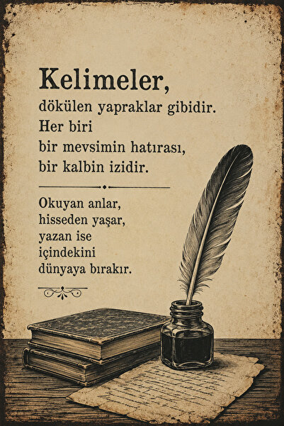 Lucena Retro Edebi Sözlü MDF Duvar Tablosu Vintage Dekoratif Yazı Panosu 15
