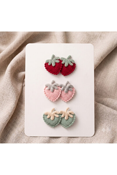 Jeevee 3-Piece Soft Textured Double Strawberry Hair-Free Baby Hair Clip Set