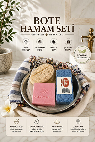 Aktarzane Hamam Seti Geleneksel Banyo ve Spa Bakım Seti Doğal Lif, Sabun ve P...