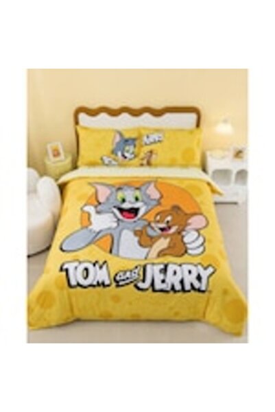 OEM Lenjerie de pat, galbena, Tom&Jerry, 135x200cm