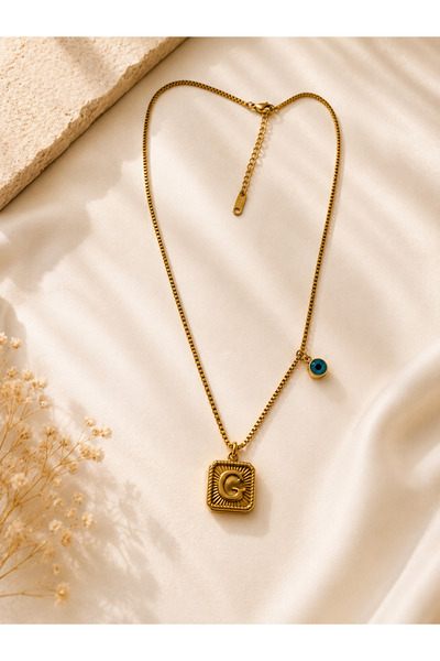 Archhazel Jewelery Letter g Evil Eye Beaded Gold Color Vintage Plate Women's ...