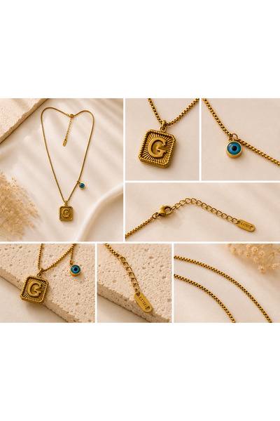 Archhazel Jewelery قلادة نسائية على شكل حرف G مرصعة بالخرز باللون الذهبي