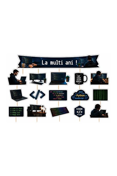 DecoParty Set de decorări pentru tort – Tematică Dezvoltator de Software, 16 ...