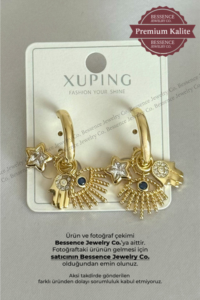 BESSENCE JEWELRY CO. Xuping 14K Gold VIP Fatma Ana Eli ve Nazar Göz Detaylı H...