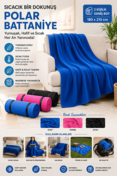 ALL FAST Çift Kişilik Polar Battaniye 180x210 cm | Yumuşak Dokulu Sıcak Tutan...