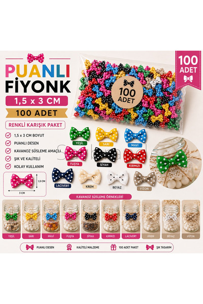 SavBrand 100 Pieces Polka Dot Bow 1.5X3 cm Gift Package Decoration Ribbon Bow...