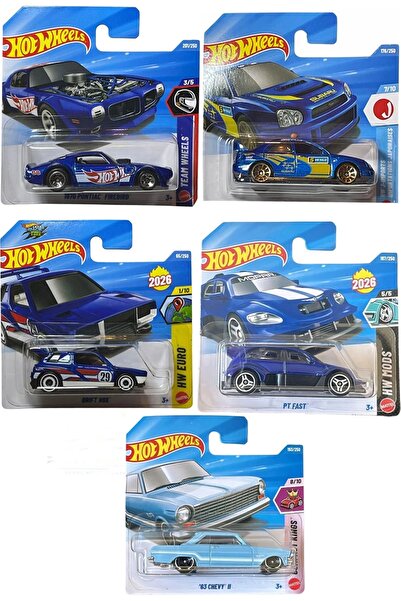 HOT WHEELS 5'li Set - Pontiac, Subaru, Drift Box, Pt Fast, Chevy Iı