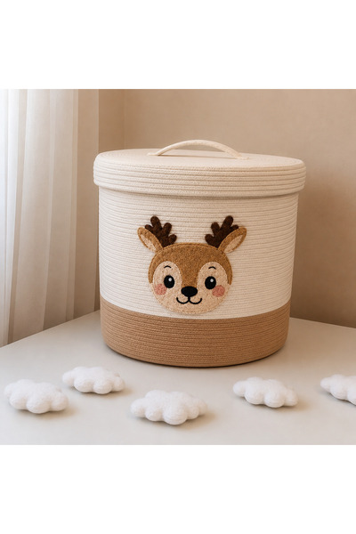 Berçak Home Korpa za igračke sa poklopcem 24x24 cm Organizator za dečiju sobu...
