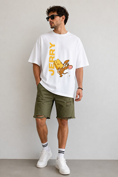 ArtYus Tricou Jerry Cheese imprimat, cu gât rotund, casual, unisex, supradime...