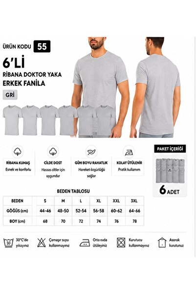 Yıldız Çamaşır Men's Ribbed Closed Collar 100% Cotton Undershirt (55-56-57) -...