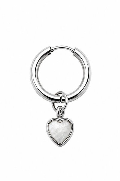 Blisse Piercing Unisex Silver Color Surgical Steel Dangle Heart Figured Hoop Earring 1 Piece