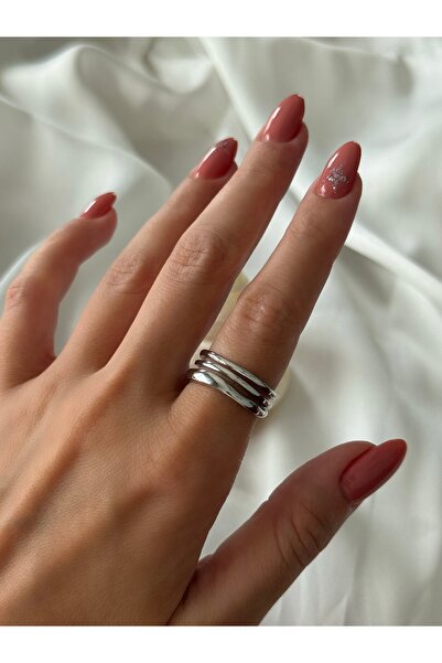 PALICE Three Row Layered Thin Adjustable Steel Ring