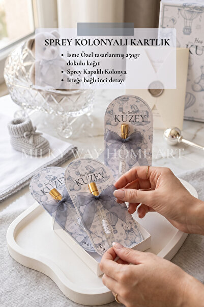 Milky Way Home Art Kişiye Özel Yeni Doğan Bebek Hediyeliği İsimli Sprey Kolon...