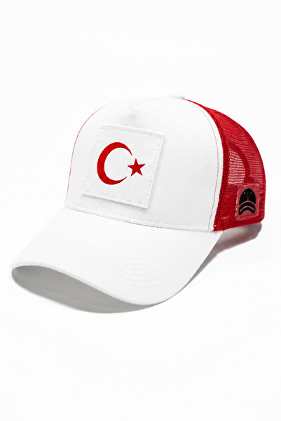 all hats Turkish Flag Printed Patch Detailed Mesh Trucker Baseball Cap