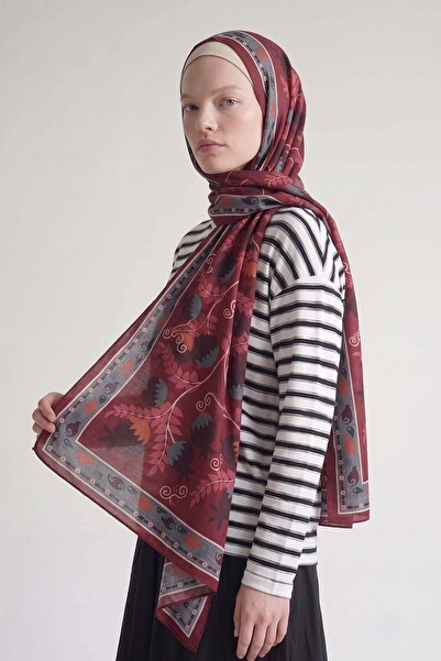 Levidor Burgundy Pomegranate Patterned Royal Shawl