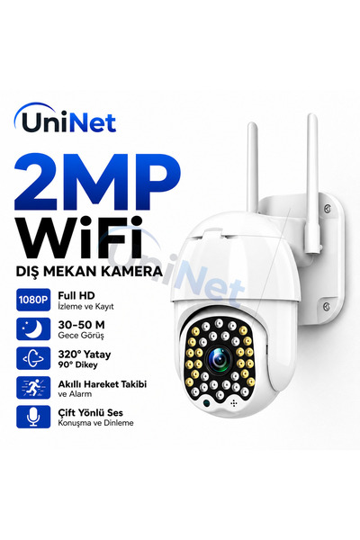 uninet 360 Derece Ptz Dış Mekân Wifi Güvenlik Kamerası – Gece Görüşlü, Uzakta...