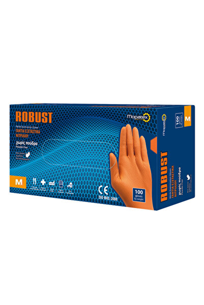 OEM ROBUST ΓΑΝΤΙΑ ΝΙΤΡΙΛΙΟΥ ΠΟΡΤΟΚΑΛΙ (100τεμ.) - (MEDIUM)(ΧΩΡΙΣ ΠΟΥΔΡΑ) - (Γ...