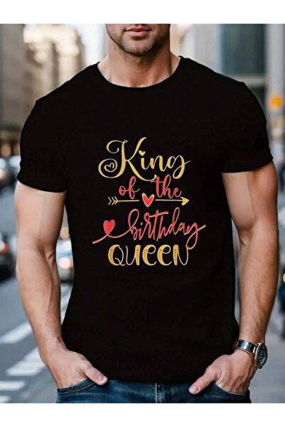 9TAY 100% Cotton King Of The Birthday Queen Wife's Bday Idea For Her Men's Bl...