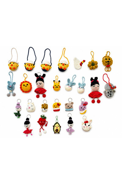 DeNors Set of 5 Knitted Keychains – Mixed Model Delivery – Hand-Knitted Look ...