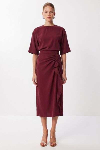 Hiccup ISTANBUL Rochie Midi Din Satin, Cambrată