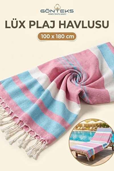 GÖNTEKS Special Design 100% Natural Cotton Woven Beach Towel, Peshtemal, Bath...