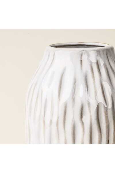 Evidea Deco Lisa Stoneware Vazo - Krem - 24x11 cm
