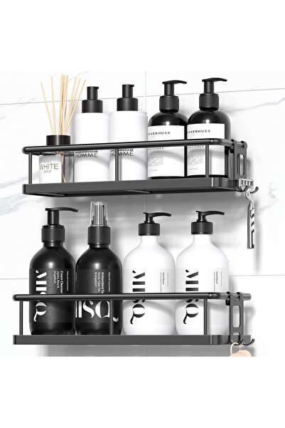 Dotail Set of 2 Adhesive Bathroom Shelves, 10 kg capacity, 31 x 11 x 6.5 cm, ...