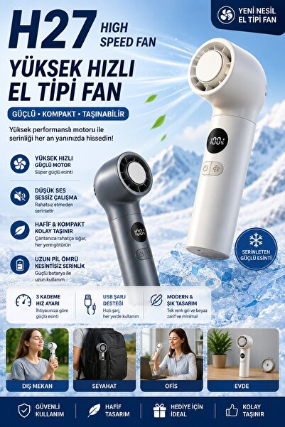WUNİT 100 Kademeli El Tipi Turbo Fan Soğutucu Dijital Ekranlı Taşınabilir Min...