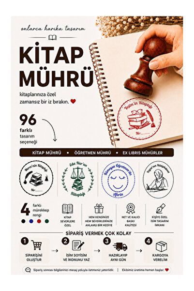 MÜHÜRŞAH Kitap Mührü, Öğretmen Mührü, Kitap Kaşesi, Kişiye Özel Ahşap Mühür, ...