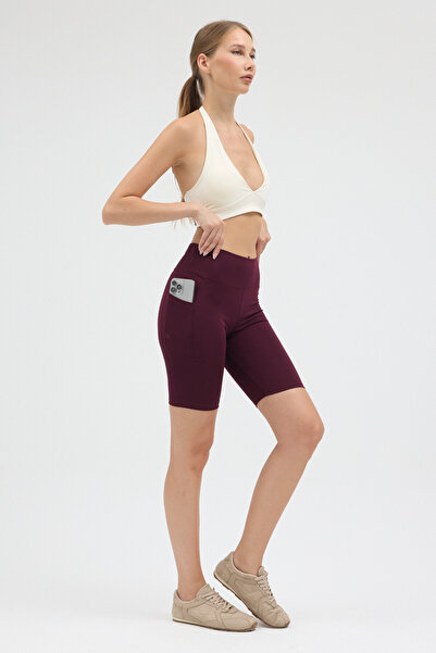 Pavotti Pantaloni scurți de buzunar cu talie înaltă pentru femei, Colanți sport