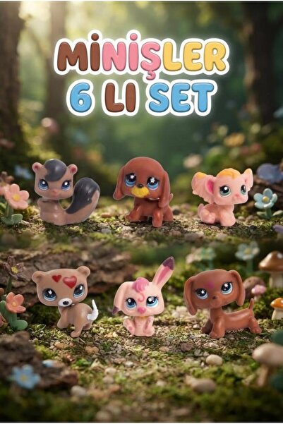 Tıfıl Toys Pet Star Little Sevimli Minişler 6'lı Miniş Figür Oyuncak Seti Sev...