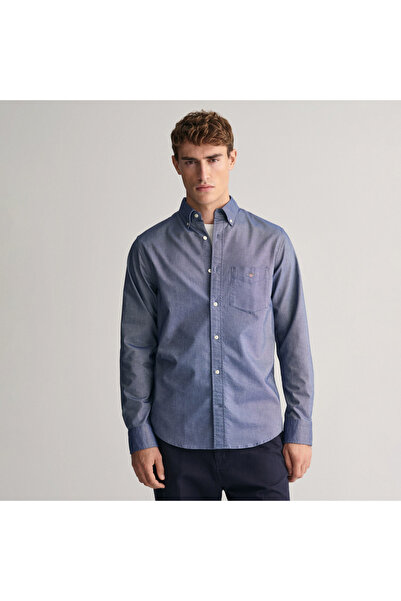Gant Erkek Lacivert Regular Fit Düğmeli Yaka Oxford Gömlek
