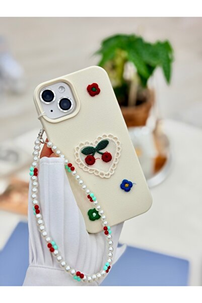 Go Aksesuar Iphone 15 - 14 VE 13 Uyumlu DANTEL Charm KİRAZTasarımlı Esnek Sil...