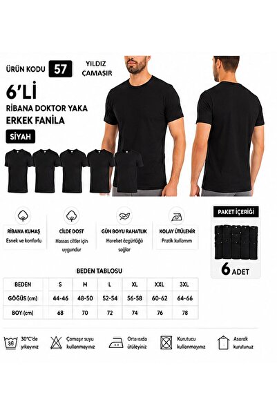 Yıldız Çamaşır Men's Ribbed Closed Collar 100% Cotton Undershirt (55-56-57) -...
