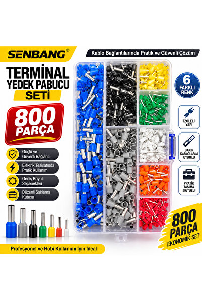 SENBANG 800 Parça Terminal Yedek Pabucu Seti İzoleli Kablo Ucu Ferrül Kablo P...