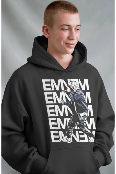 SEVBANO هودي فاخر كبير الحجم مطبوع من الأمام للجنسين من Eminem Rapper Singer