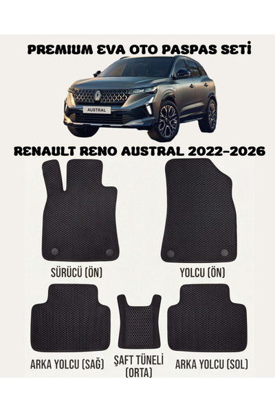 FEYZA OTO RENAULT RENO AUSTRAL SERİSİ 2022 - 2026 ARASI ARACA ÖZEL EVA PASPAS...