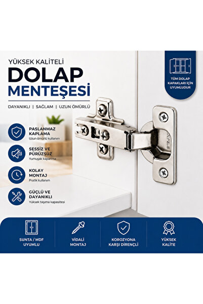 MAXORLİFE Metal Dolap Menteşesi Düz Menteşe - Vidalı Mobilya Kapak Menteşesi ...