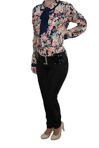 OEM Pantalon rafinat, nuanta de negru, paiete trendy aplicate lateral