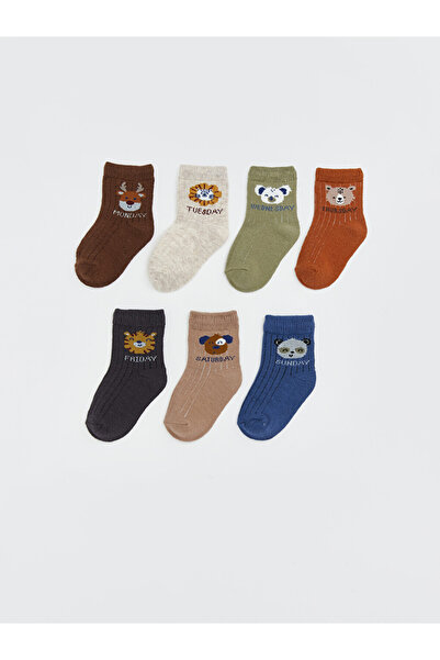 LC Waikiki Animal Printed Baby Boys' Ankle Socks 7 Pack