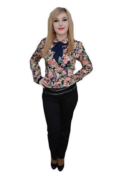OEM Pantalon fashion, model cu talie inalta, de culoare neagra