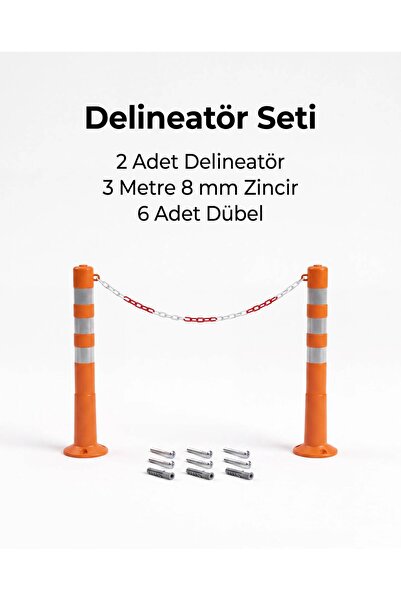 gebze iş güvenliği Otopark Düzenleyici (2 Adet 75 Cm Delinatör + 3 Metre 8 Mm...