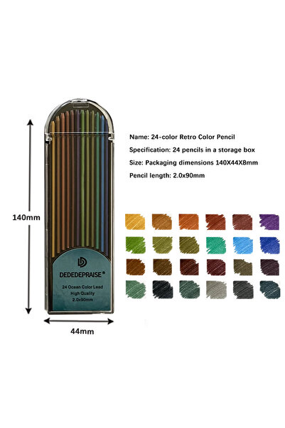 Choice4 24 color Retro 12/24 Colored Leads 2.0mm Mechanical Pencil Set Standa...