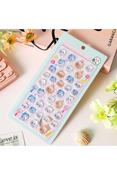 Choice3 BLUE-1 Chiikawa 3D Cute Relief Sticker DIY Scrapbook Laptop Cute Bonb...