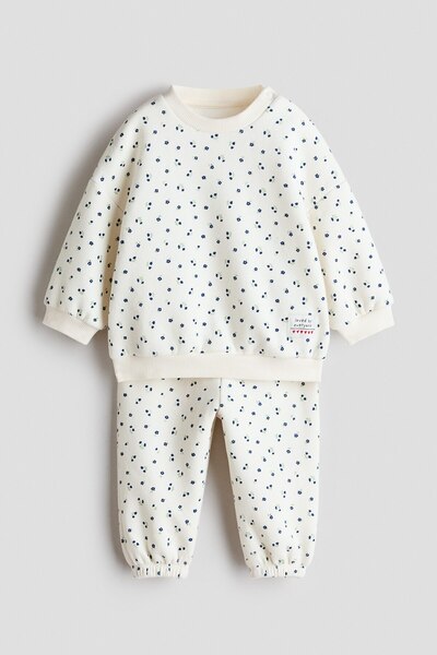 H&M 2 Parçalı Baskılı Sweatshirt Set